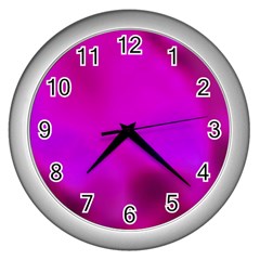 Fun Fuschia Wall Clock (silver) by Janetaudreywilson