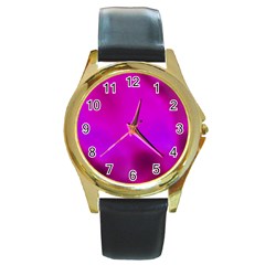 Fun Fuschia Round Gold Metal Watch by Janetaudreywilson