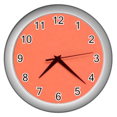 Appreciating Apricot Wall Clock (silver) by Janetaudreywilson