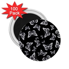 Black And White Butterfly Pattern 2 25  Magnets (100 Pack)  by SpinnyChairDesigns