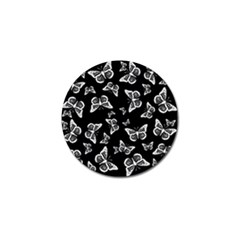 Black And White Butterfly Pattern Golf Ball Marker by SpinnyChairDesigns