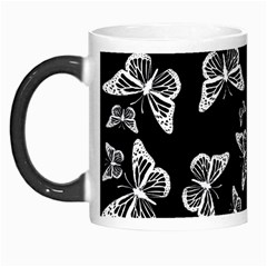 Black And White Butterfly Pattern Morph Mugs by SpinnyChairDesigns