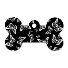 Black And White Butterfly Pattern Dog Tag Bone (one Side) by SpinnyChairDesigns