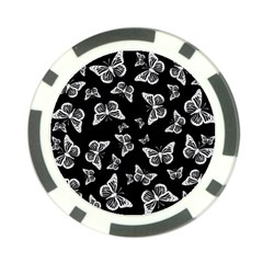 Black And White Butterfly Pattern Poker Chip Card Guard by SpinnyChairDesigns