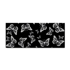 Black And White Butterfly Pattern Hand Towel by SpinnyChairDesigns