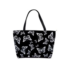 Black And White Butterfly Pattern Classic Shoulder Handbag by SpinnyChairDesigns