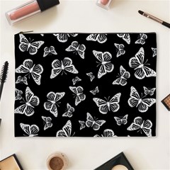 Black And White Butterfly Pattern Cosmetic Bag (xl) by SpinnyChairDesigns