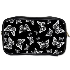 Black And White Butterfly Pattern Toiletries Bag (one Side) by SpinnyChairDesigns