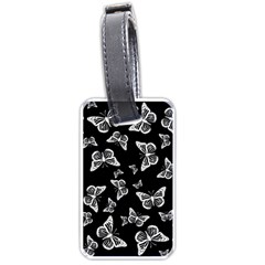 Black And White Butterfly Pattern Luggage Tag (one Side) by SpinnyChairDesigns