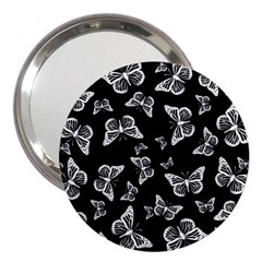 Black And White Butterfly Pattern 3  Handbag Mirrors by SpinnyChairDesigns