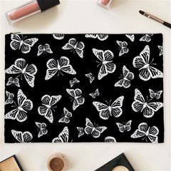 Black And White Butterfly Pattern Cosmetic Bag (xxl) by SpinnyChairDesigns