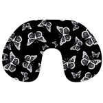 Black and White Butterfly Pattern Travel Neck Pillow Front