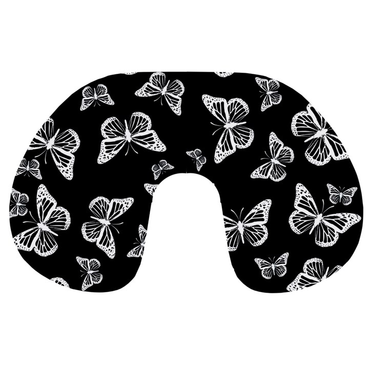 Black and White Butterfly Pattern Travel Neck Pillow