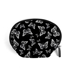 Black And White Butterfly Pattern Accessory Pouch (small) by SpinnyChairDesigns