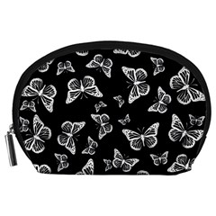 Black And White Butterfly Pattern Accessory Pouch (large) by SpinnyChairDesigns