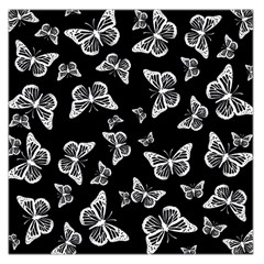 Black And White Butterfly Pattern Large Satin Scarf (square) by SpinnyChairDesigns