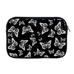 Black And White Butterfly Pattern Apple Macbook Pro 17  Zipper Case by SpinnyChairDesigns