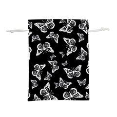 Black And White Butterfly Pattern Lightweight Drawstring Pouch (s) by SpinnyChairDesigns