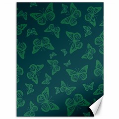 Midnight Green Butterflies Pattern Canvas 36  X 48  by SpinnyChairDesigns