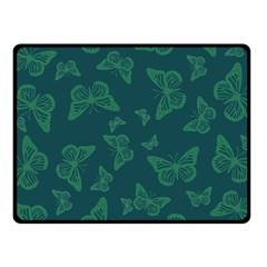 Midnight Green Butterflies Pattern Fleece Blanket (small) by SpinnyChairDesigns