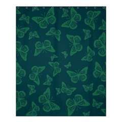 Midnight Green Butterflies Pattern Shower Curtain 60  X 72  (medium)  by SpinnyChairDesigns