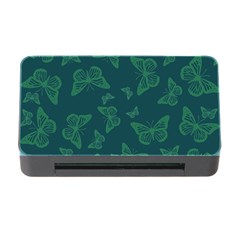 Midnight Green Butterflies Pattern Memory Card Reader With Cf by SpinnyChairDesigns