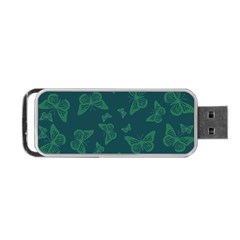 Midnight Green Butterflies Pattern Portable Usb Flash (two Sides) by SpinnyChairDesigns