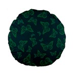 Midnight Green Butterflies Pattern Standard 15  Premium Round Cushions Front