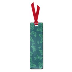 Midnight Green Butterflies Pattern Small Book Marks by SpinnyChairDesigns