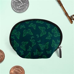 Midnight Green Butterflies Pattern Accessory Pouch (small) by SpinnyChairDesigns