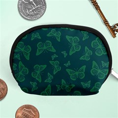 Midnight Green Butterflies Pattern Accessory Pouch (medium) by SpinnyChairDesigns