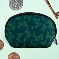 Midnight Green Butterflies Pattern Accessory Pouch (large) by SpinnyChairDesigns