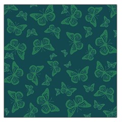 Midnight Green Butterflies Pattern Large Satin Scarf (square) by SpinnyChairDesigns