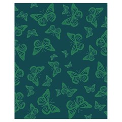 Midnight Green Butterflies Pattern Drawstring Bag (small) by SpinnyChairDesigns