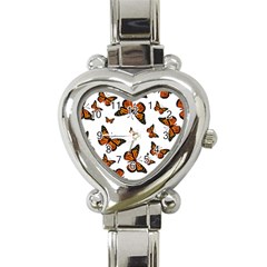 Monarch Butterflies Heart Italian Charm Watch by SpinnyChairDesigns