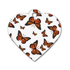 Monarch Butterflies Dog Tag Heart (one Side) by SpinnyChairDesigns