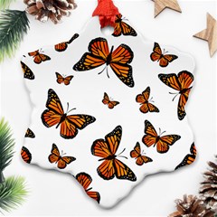 Monarch Butterflies Snowflake Ornament (two Sides) by SpinnyChairDesigns