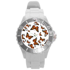 Monarch Butterflies Round Plastic Sport Watch (l) by SpinnyChairDesigns