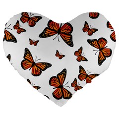 Monarch Butterflies Large 19  Premium Heart Shape Cushions by SpinnyChairDesigns