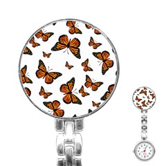 Monarch Butterflies Stainless Steel Nurses Watch by SpinnyChairDesigns