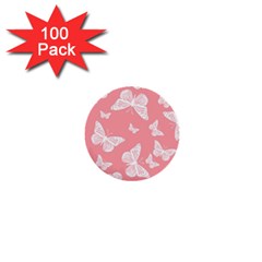 Pink And White Butterflies 1  Mini Buttons (100 Pack)  by SpinnyChairDesigns