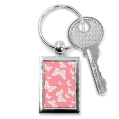 Pink And White Butterflies Key Chain (rectangle) by SpinnyChairDesigns