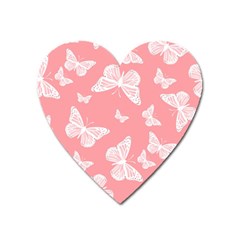 Pink And White Butterflies Heart Magnet by SpinnyChairDesigns