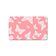 Pink And White Butterflies Magnet (name Card) by SpinnyChairDesigns