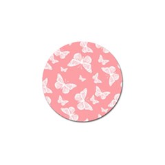 Pink And White Butterflies Golf Ball Marker by SpinnyChairDesigns