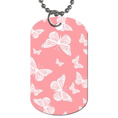 Pink And White Butterflies Dog Tag (two Sides) by SpinnyChairDesigns