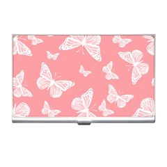 Pink And White Butterflies Business Card Holder by SpinnyChairDesigns