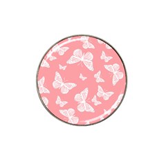 Pink And White Butterflies Hat Clip Ball Marker by SpinnyChairDesigns