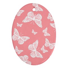 Pink And White Butterflies Oval Ornament (two Sides) by SpinnyChairDesigns