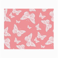 Pink And White Butterflies Small Glasses Cloth (2 Sides) by SpinnyChairDesigns